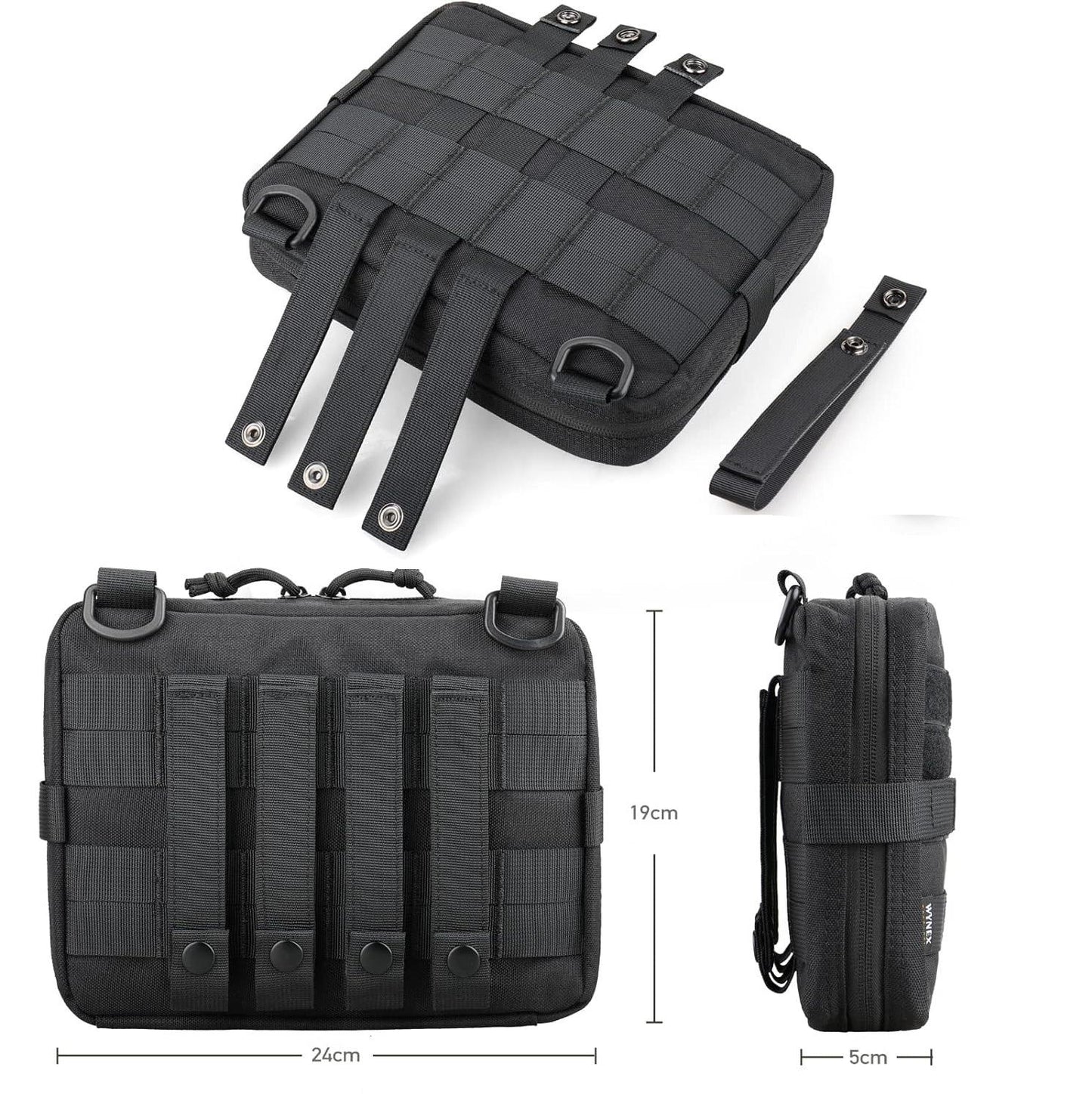 040 Parts Tactical Molle - Tasche, Universell für Outdoor & Reise, Kompatibel mit Molle - Board Schwarz - 040parts - 4260715845129