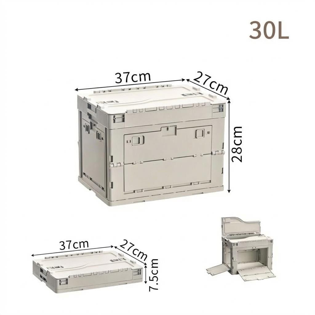 040Parts Faltbox 30L klappbar grau stapelbare Transportbox mit Klappdeckel Kofferraum Organizer Aufbewahrungsbox faltbar