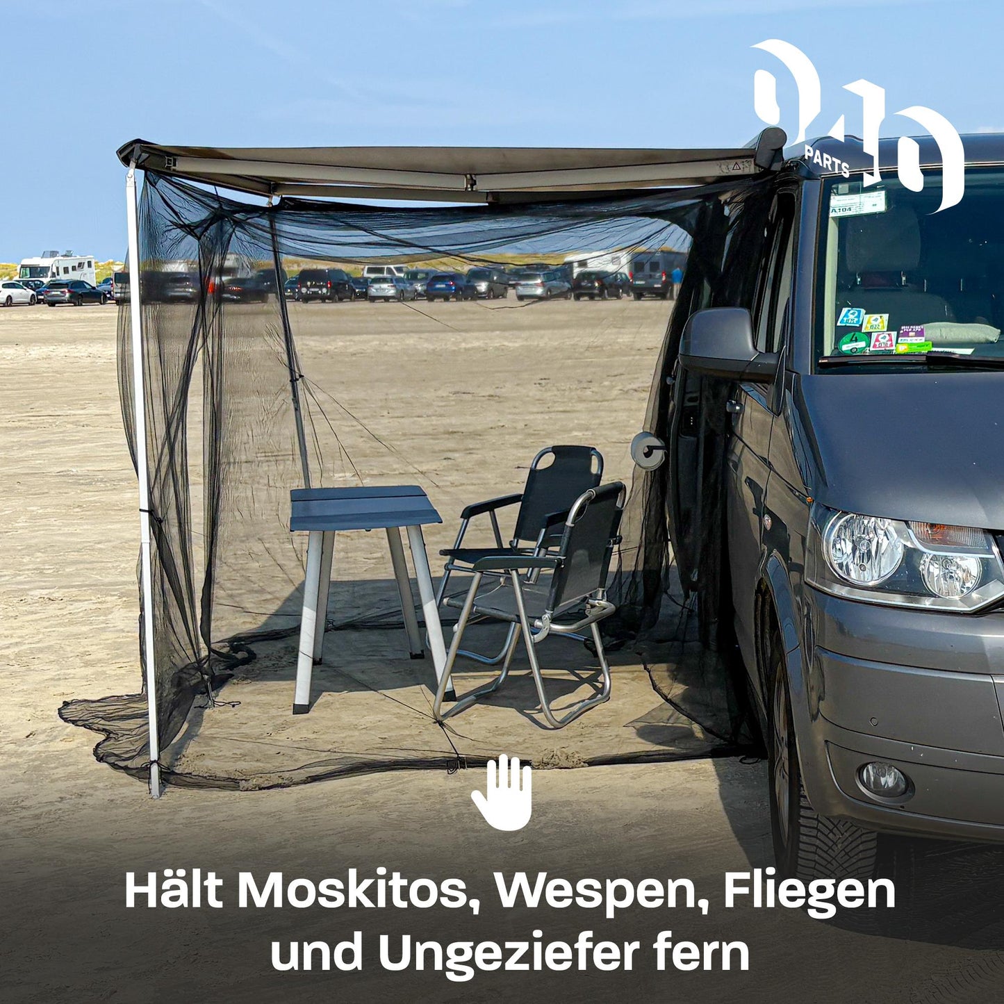 040 parts Moskitonetz für Markisen bei Campern Caravans Vans Wohnmobile und für den VW T5 T6 T6.1 California mit Thule, Fiamma oder Dometic Markisen