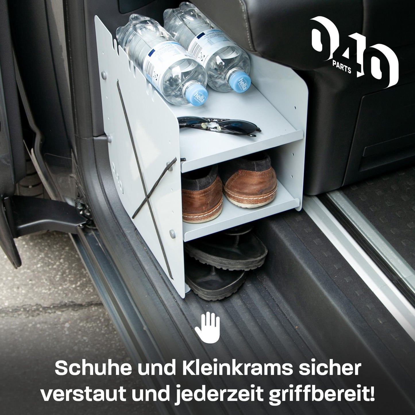 B-Ware: 040 Parts Schuhregal GRAU BEIFAHRERSEITE Zubehör passend für VW T5 T6 T6.1 Schuhorganizer Schuhtasche