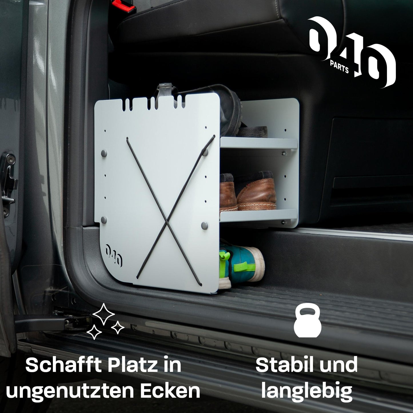 B-Ware: 040 Parts Schuhregal GRAU BEIFAHRERSEITE Zubehör passend für VW T5 T6 T6.1 Schuhorganizer Schuhtasche