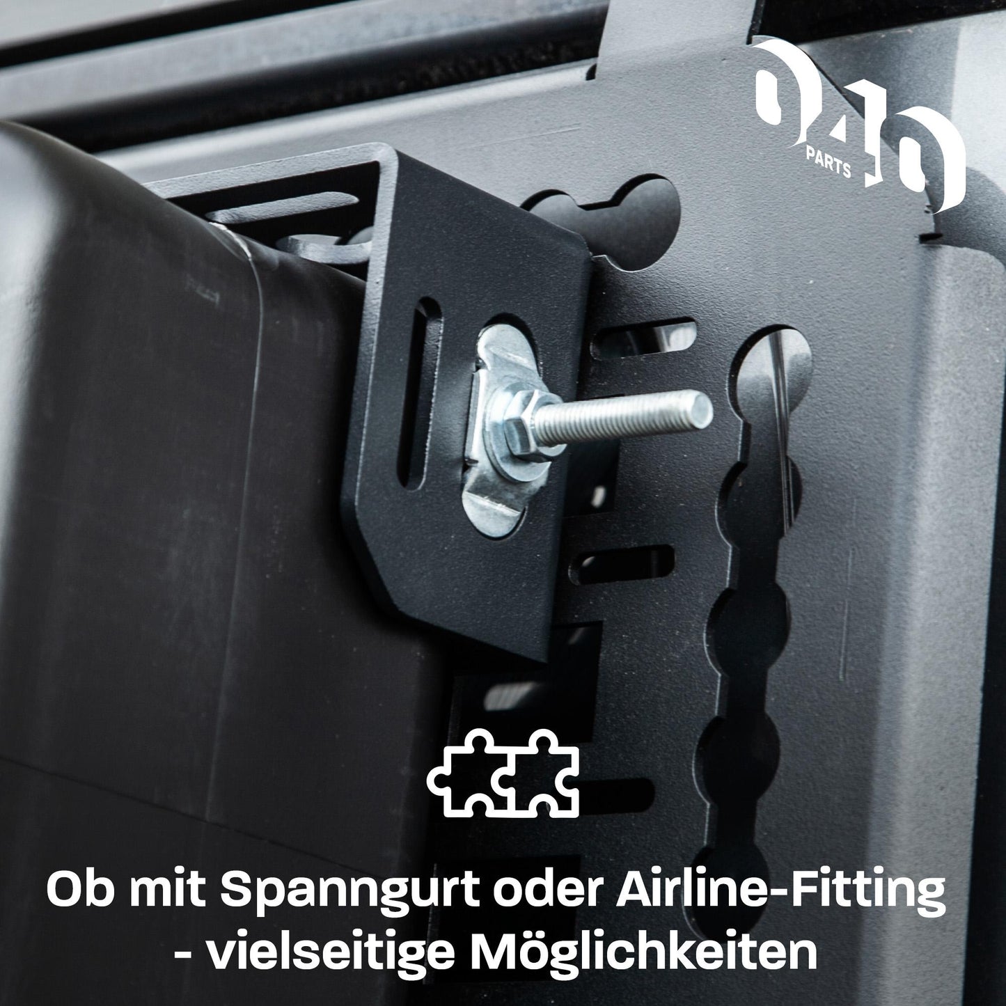B-Ware: 040 Parts 4er Set Aluminium Kofferhalterung (Ecke) für Molleboard - Universell Einsetzbar, Pulverbeschichtet, für Schwere Lasten