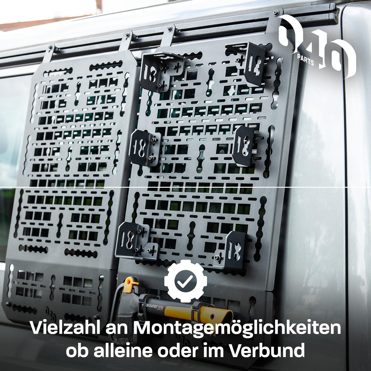 B-Ware: 040 Parts 2er Set Aluminium Kofferhalterung (Mittelstück) für Molleboard - Universell Einsetzbar, Pulverbeschichtet, für Schwere La