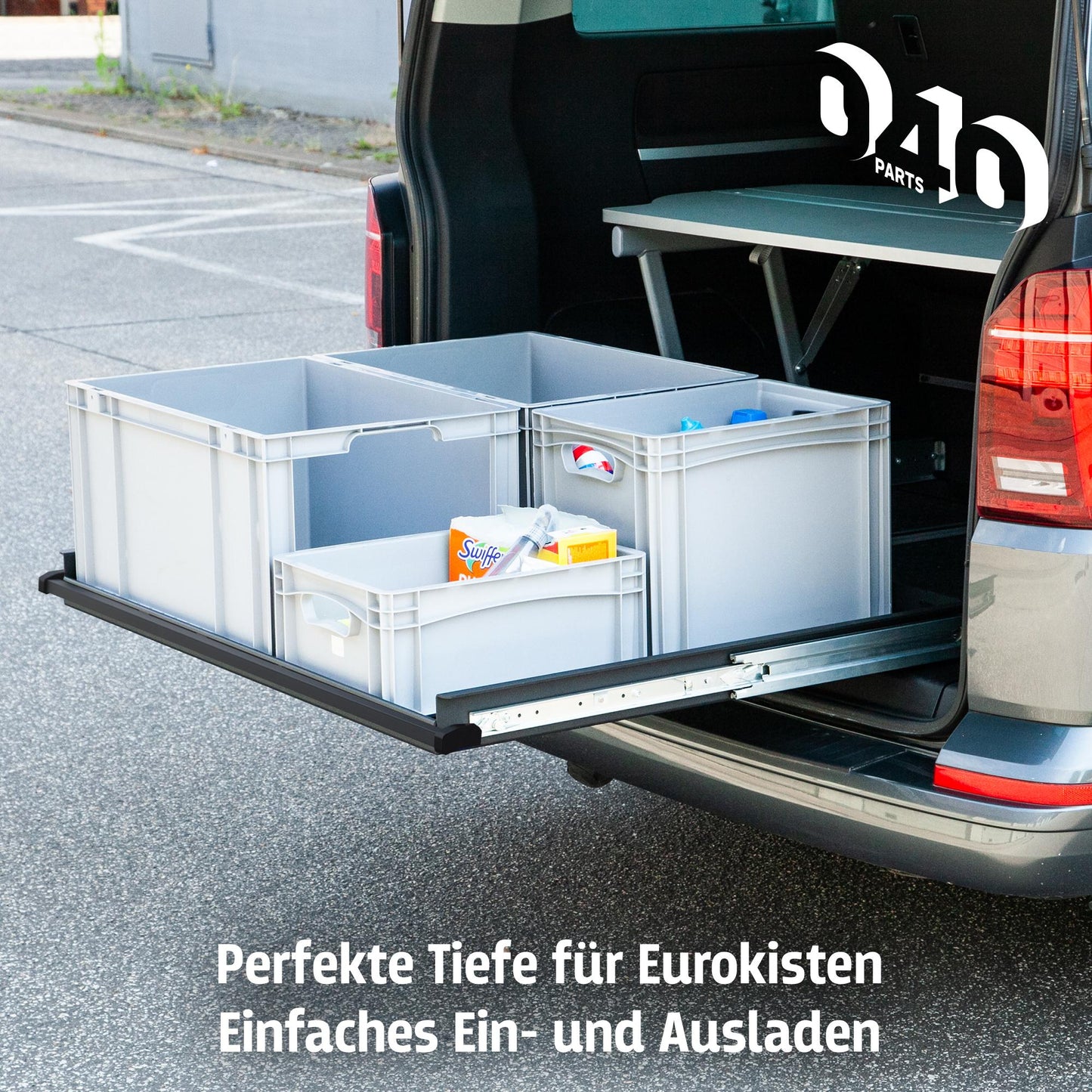 B-Ware: 040 parts Einhand Heckauszug Schublade 800mm für T5 T6 T6.1 California Beach oder für Multivans Heckbox Gepäckauszug Schwerlastauszu