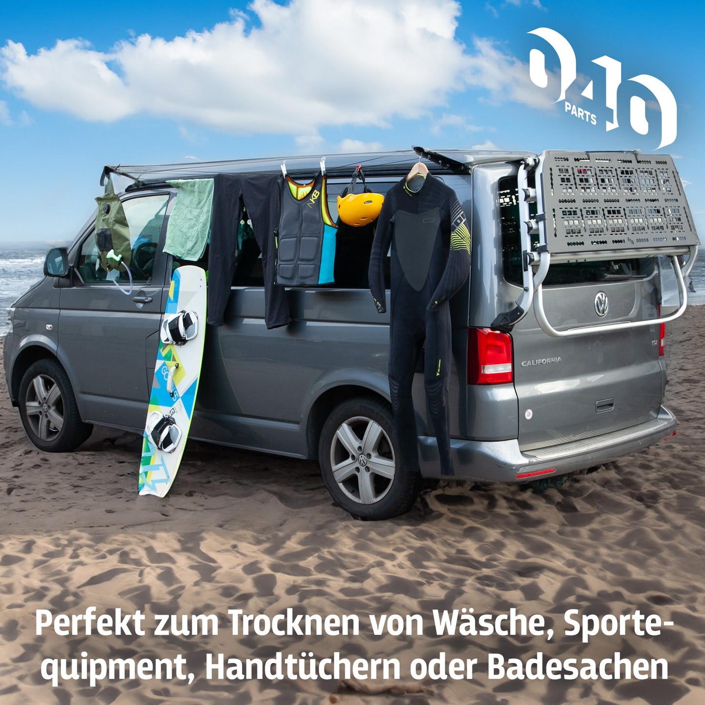 B-Ware: 040 parts Wäscheleine für VW T5, T6, T6.1 und Opel Crosscamp Trockne deine Wäsche direkt am Camper!