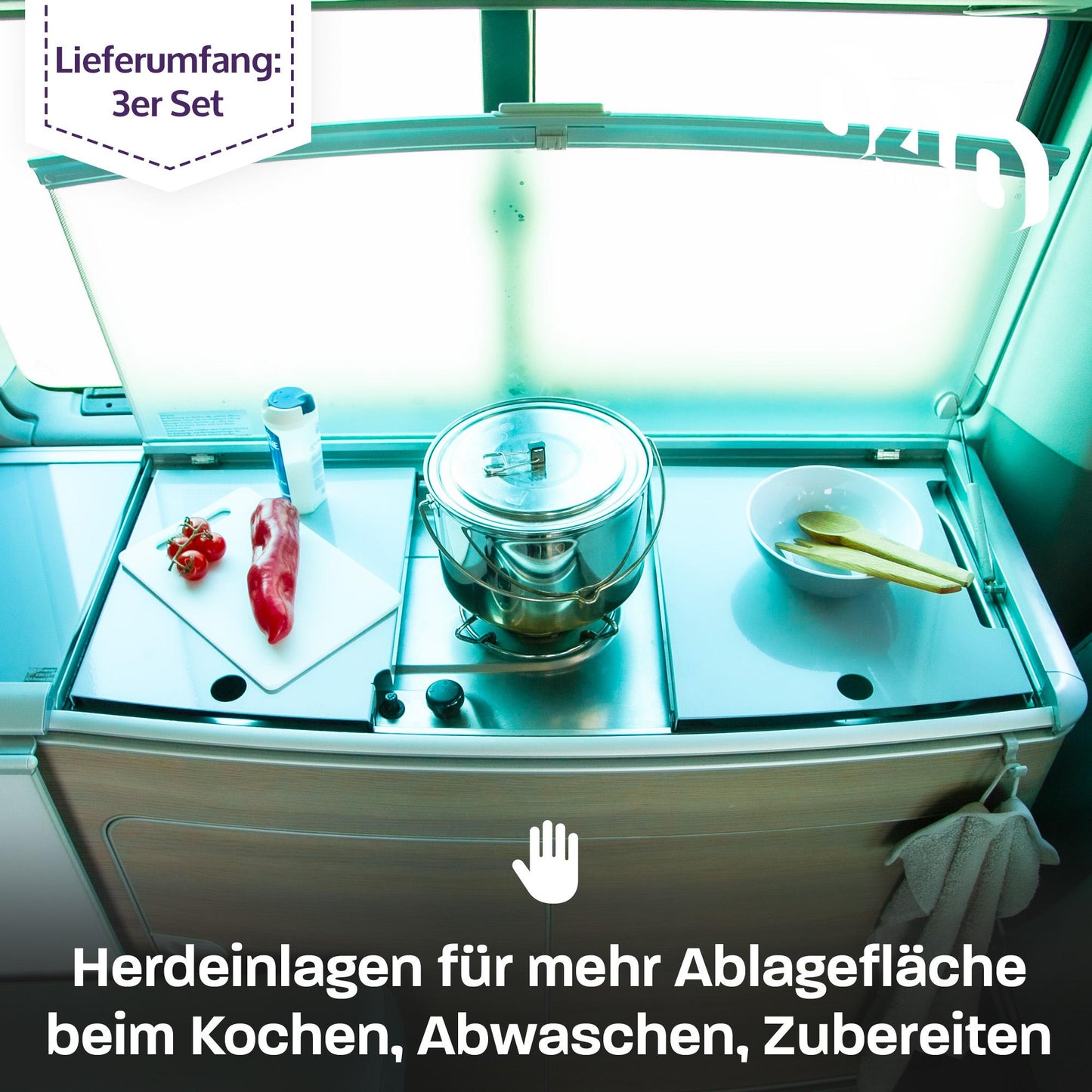 B-Ware: 040 parts Herdeinlagen 3er Set für VW T5 T6 T6.1 California passgenau
