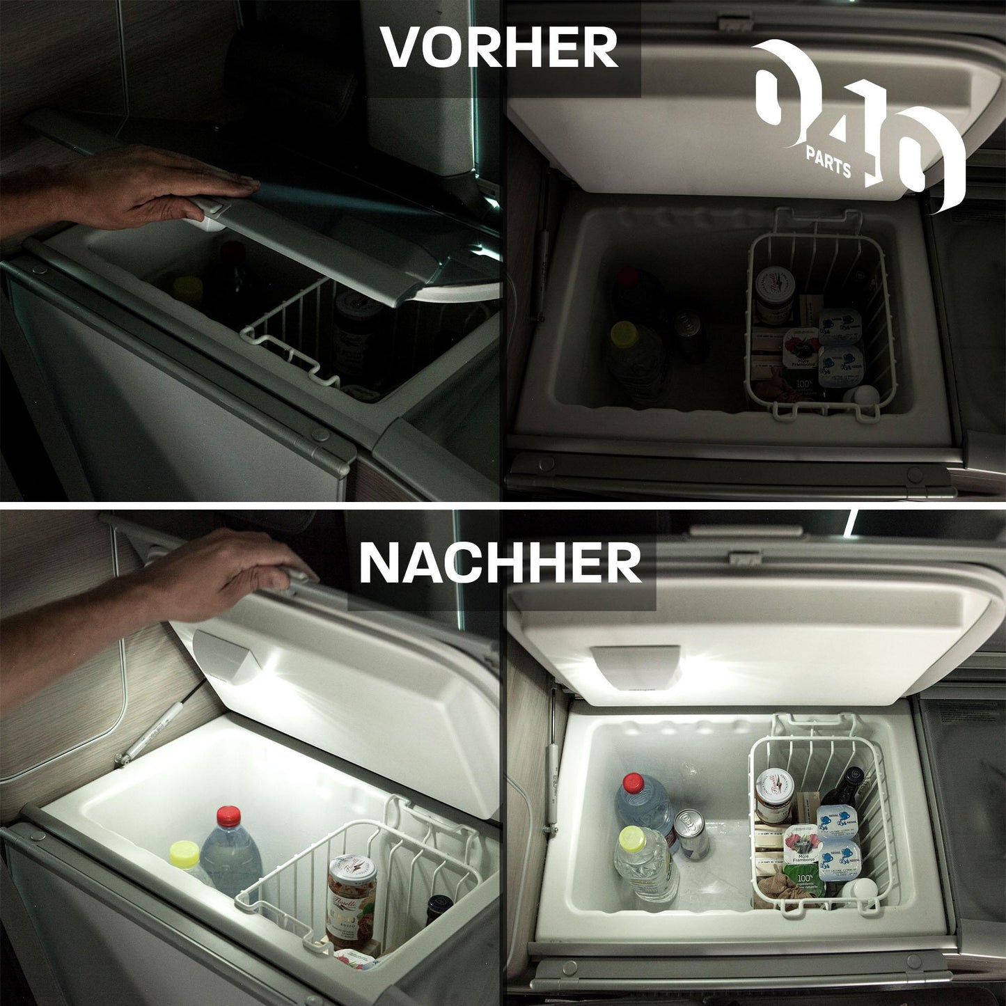 B-Ware: 040Parts automatisches LED Kühlschranklicht/Kühlbox kompatibel mit Wohnwagen, Wohnmobile, Caravans, Van, Kühltruhe, Mini Kühlschrank