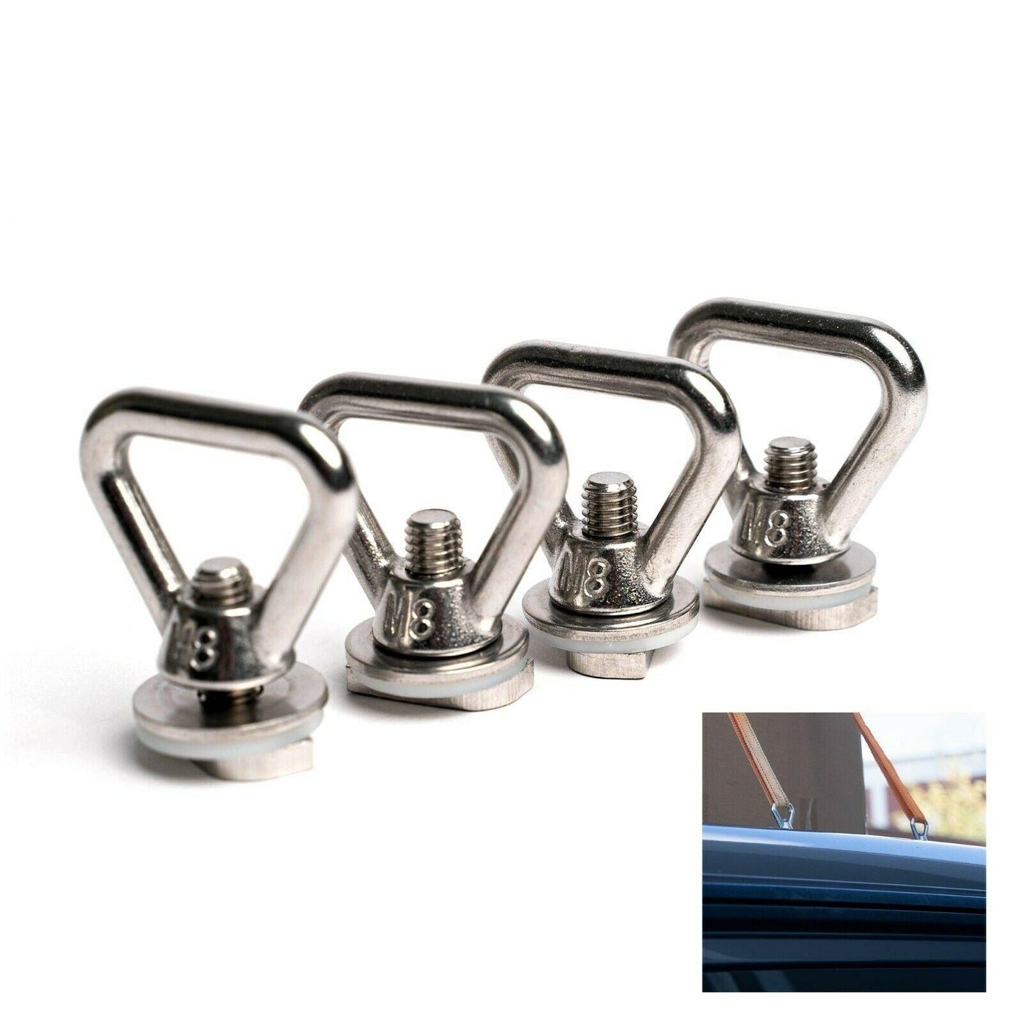 B - Ware: Edelstahl Zurrösen 4er Set für Dach - Schienen mit C - Profil für VW T5 T6 T6.1 - 040parts - 4260715842586