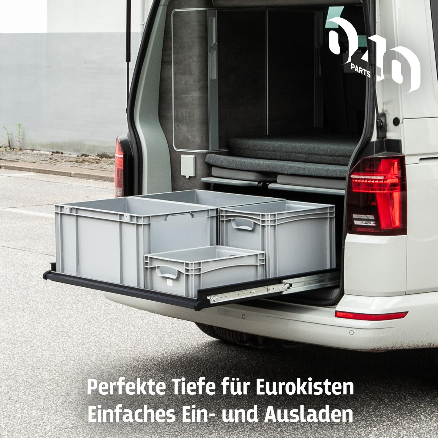 040 parts Enhandsudtræk til bagklap 750mm til T5 T6 T6.1 California (Comfortline Coast Ocean) Bagagekasse Bagklapsudtræk Tunglastudtræk Skinne