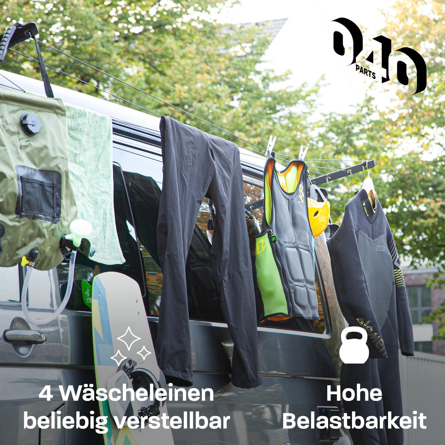 B-termék: 040 parts Ruhaszárító a VW T5, T6, T6.1 és Opel Crosscamp számára Szárítsd meg a ruhád közvetlenül a lakóautódon!