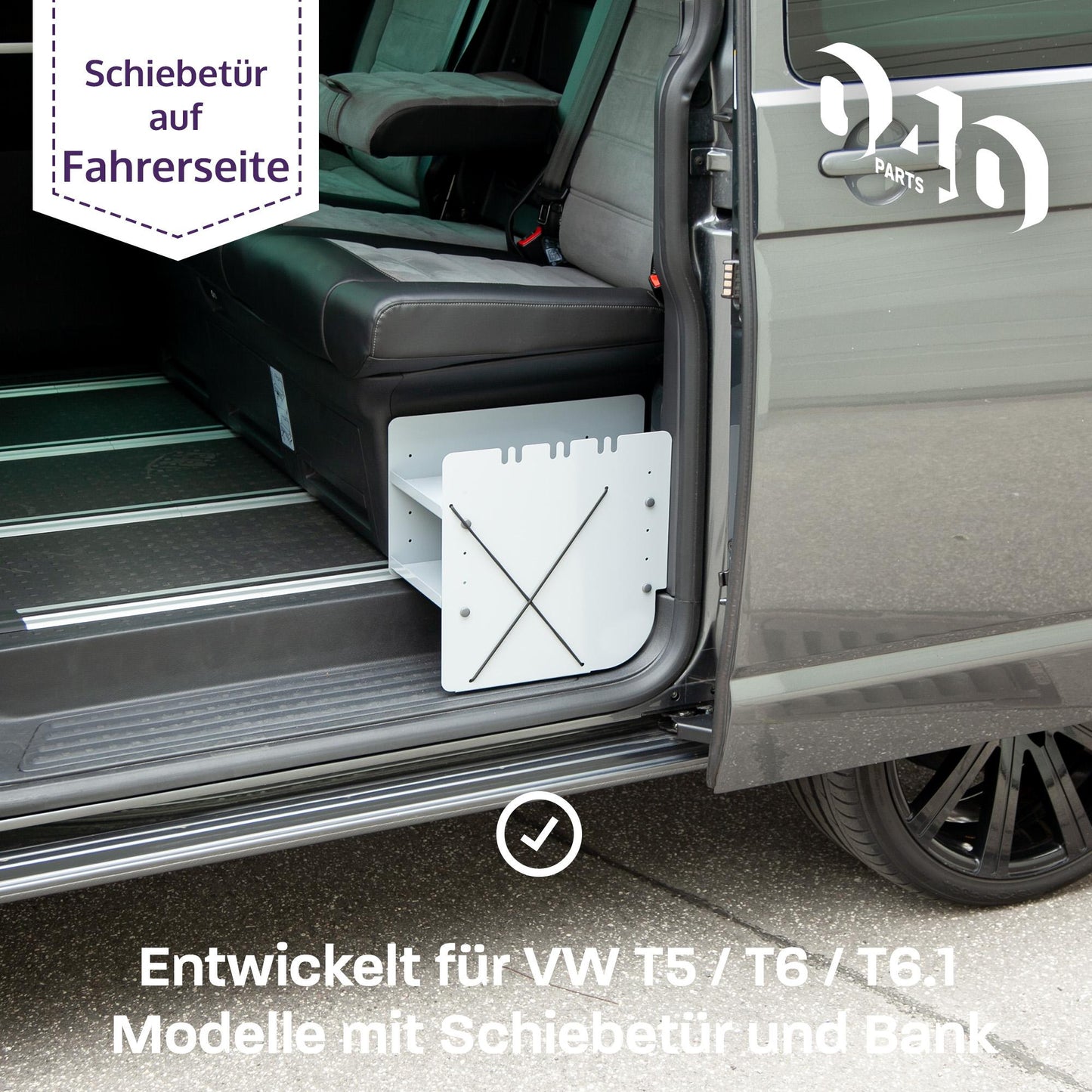 B-Stock: 040 Parts Shoe Rack GREY DRIVER'S SIDE Accessory compatible with VW T5 T6 T6.1 Shoe Organizer Shoe Bag