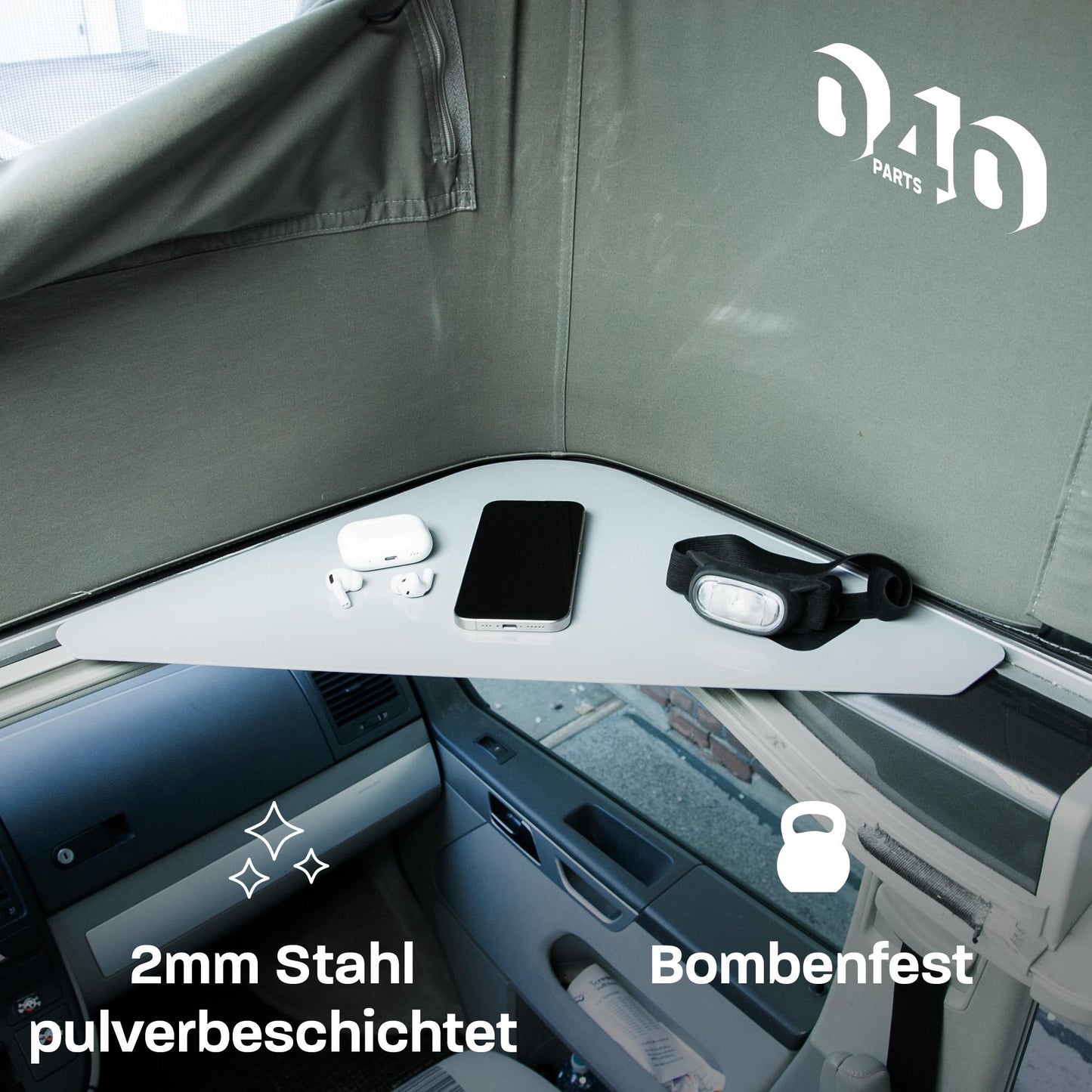 040 parts Ablagefläche grau für das Dachzelt deines VW T5 T6 T6.1 T7 California - Regalboden Ablage Fach Mehr Stauraum - 040parts - 4260715845839