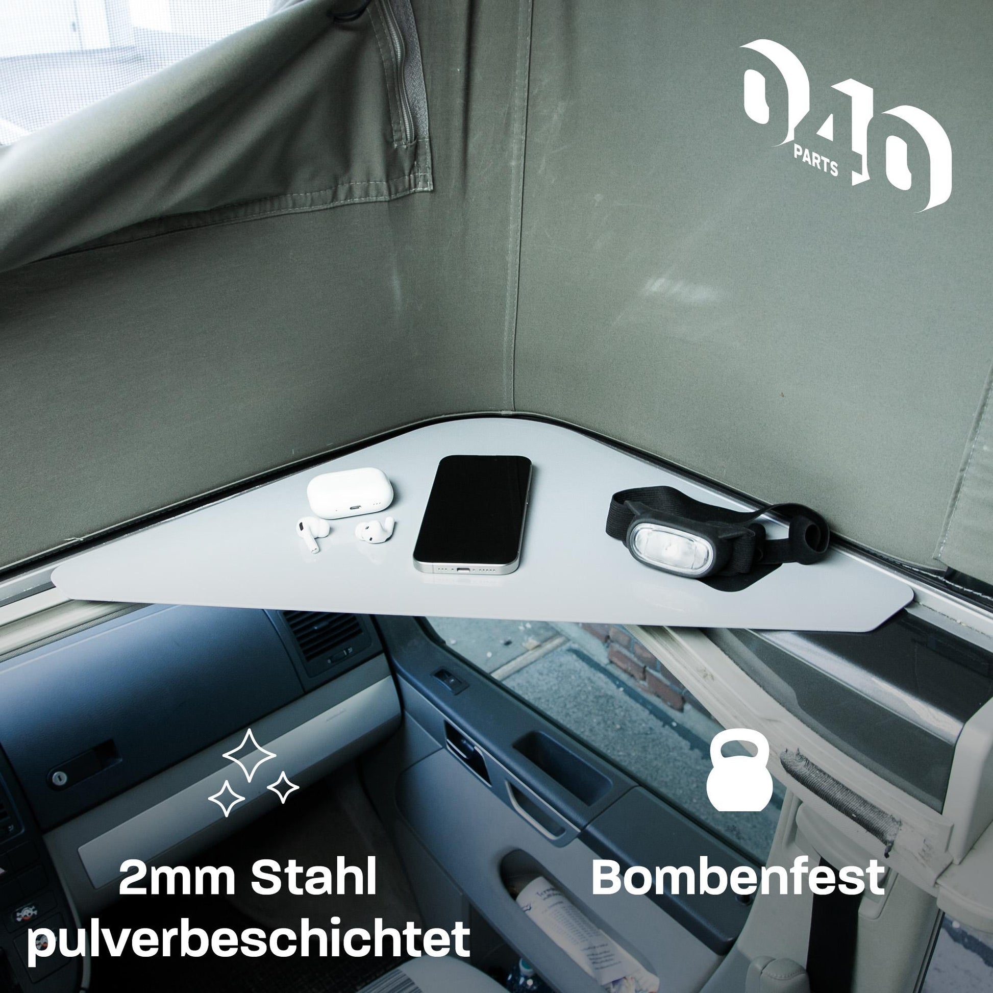 040 parts Ablagefläche grau für das Dachzelt deines VW T5 T6 T6.1 T7 California - Regalboden Ablage Fach Mehr Stauraum - 040parts - 4260715845839