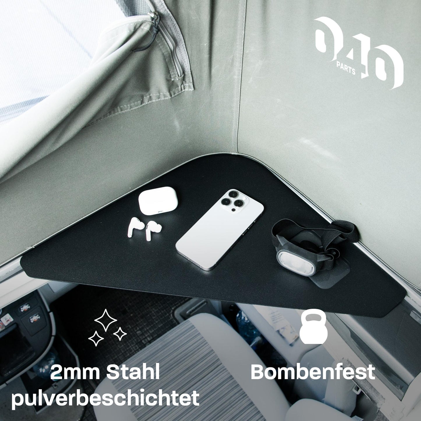 040 parts Ablagefläche schwarz für das Dachzelt deines VW T5 T6 T6.1 T7 California - Regalboden Ablage Fach Mehr Stauraum - 040parts - 4260715845815