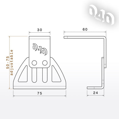 040 parts Dachträger Fuß für VW T7, T5, T6, T6.1 California sowie für Transporter und für Multivan mit C - Schiene