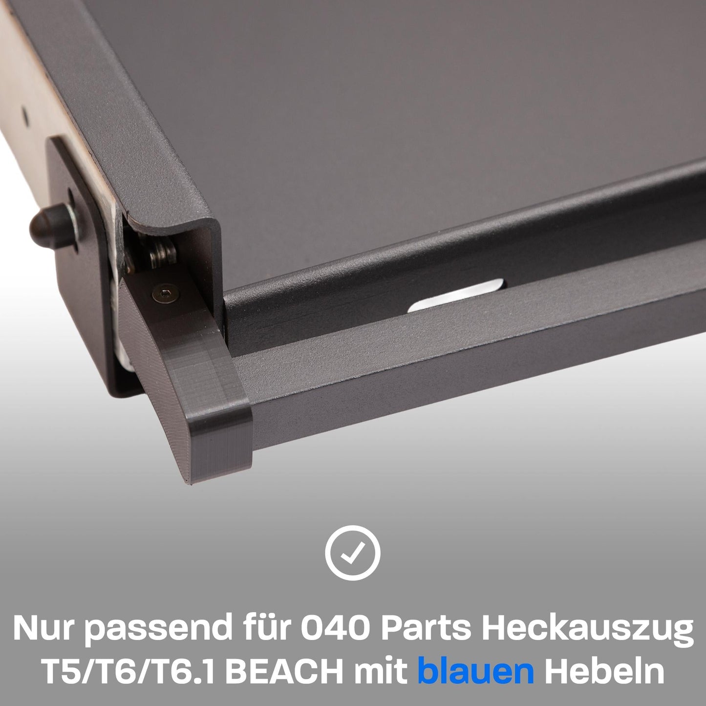 040 Parts Einhandverriegelung für Heckauszüge von 040 Parts Version für VW T5 T6 T6.1 Beach mit blauem Hebel - 040parts - 4260715847420