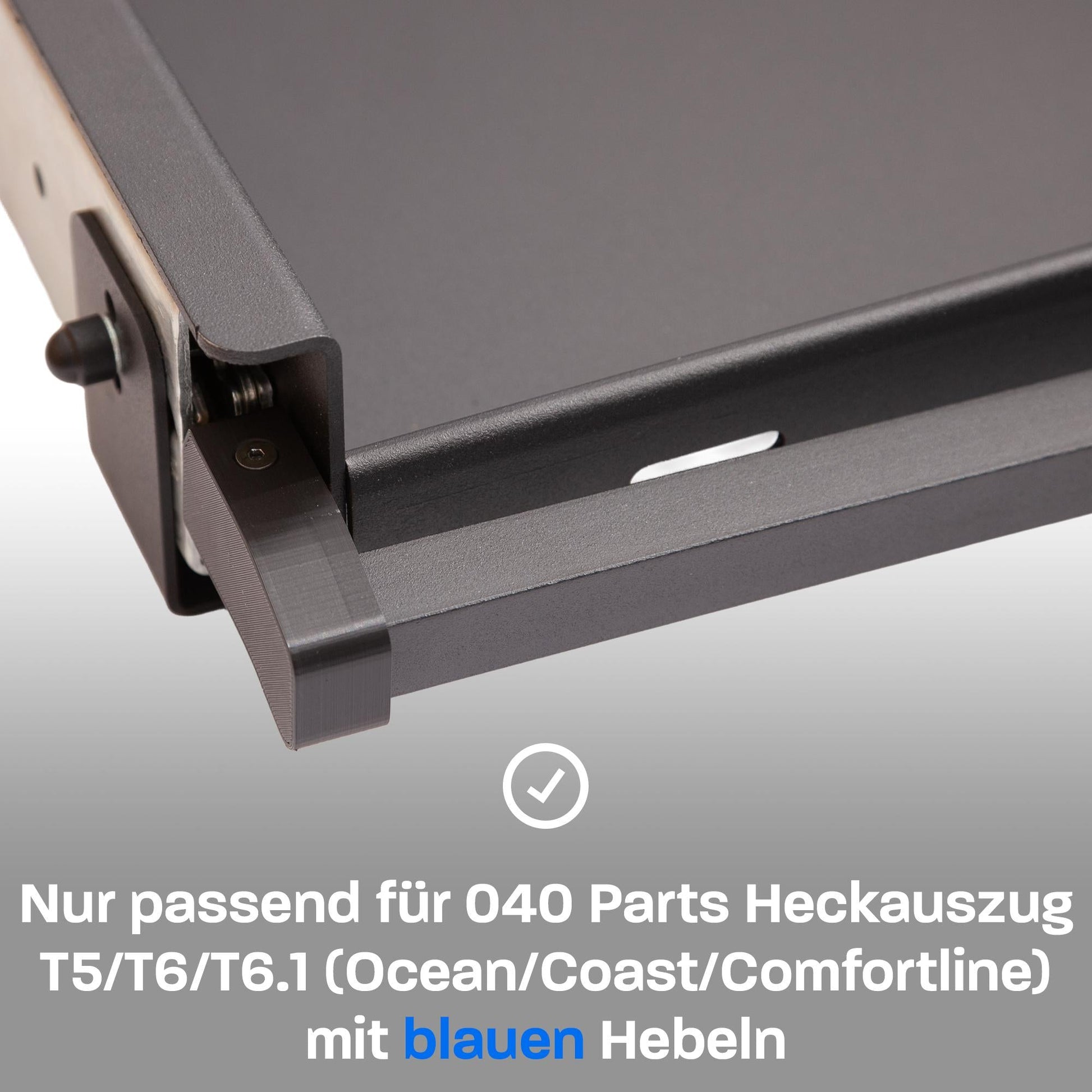 040 Parts Einhandverriegelung für Heckauszüge von 040 Parts Version für VW T5 T6 T6.1 Comfortline, Ocean, Coast mit blauem Hebel - 040parts - 4260715847406