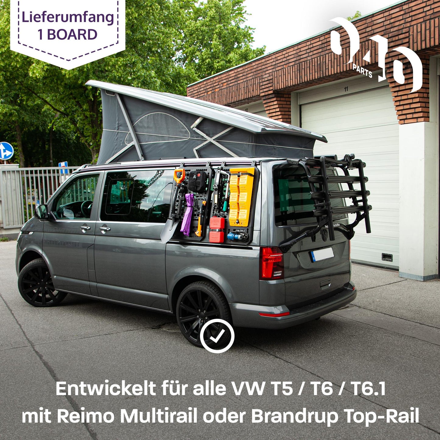 040 Parts Molle Board für VW T5 T6 T6.1 mit Reimo Multirail oder Brandrup Top - Rail Universelle Gerätehalterung - 040parts - 4260715845723