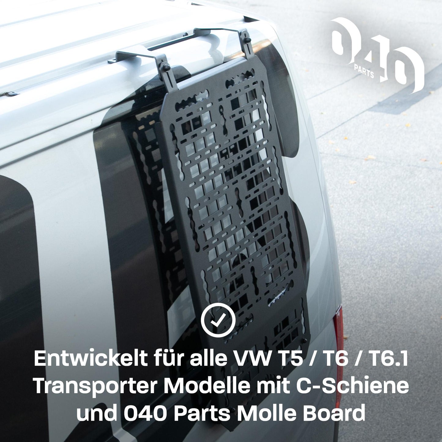 040 parts Molleboard Adapter für Transporter Multivan VW T5 T6 T6.1 mit C - Schiene am Dach Winkel - 040parts - 4260715845617