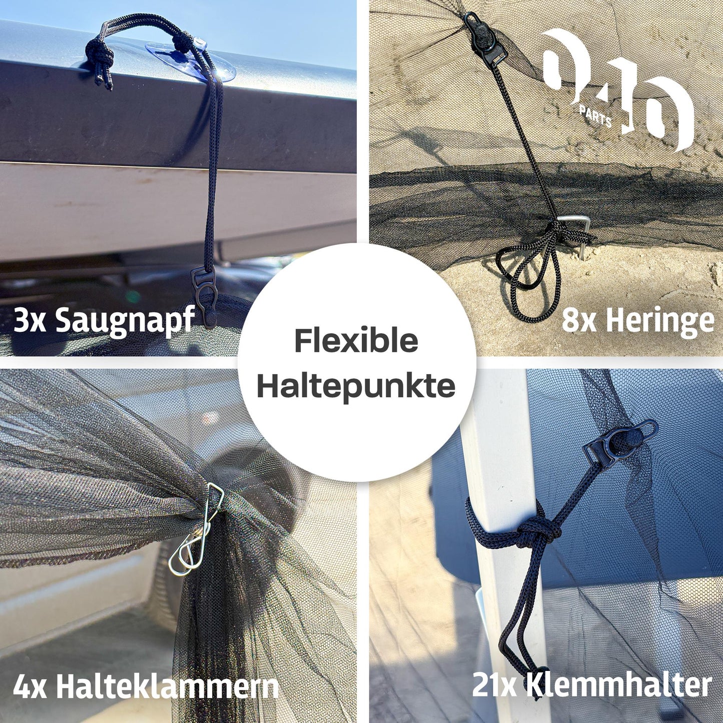 040 parts Moskitonetz für Markisen bei Campern Caravans Vans Wohnmobile und für den VW T5 T6 T6.1 California mit Thule, Fiamma oder Dometic Markisen - 040parts - 4260715845648