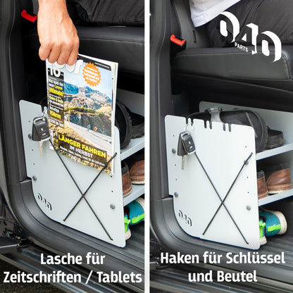 040 Parts Schuhregal GRAU BEIFAHRERSEITE Zubehör passend für VW T5 T6 T6.1 Schuhorganizer Schuhtasche - 040parts - 4260715844627