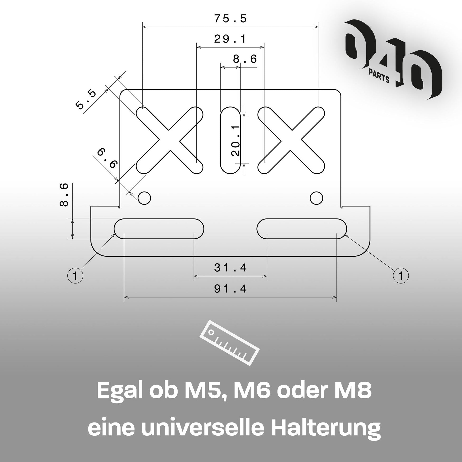 040 Parts Universelle Montageplatte für Reimo TopRail einzigartige Halteplatte Lochplatte für dein Zubehör