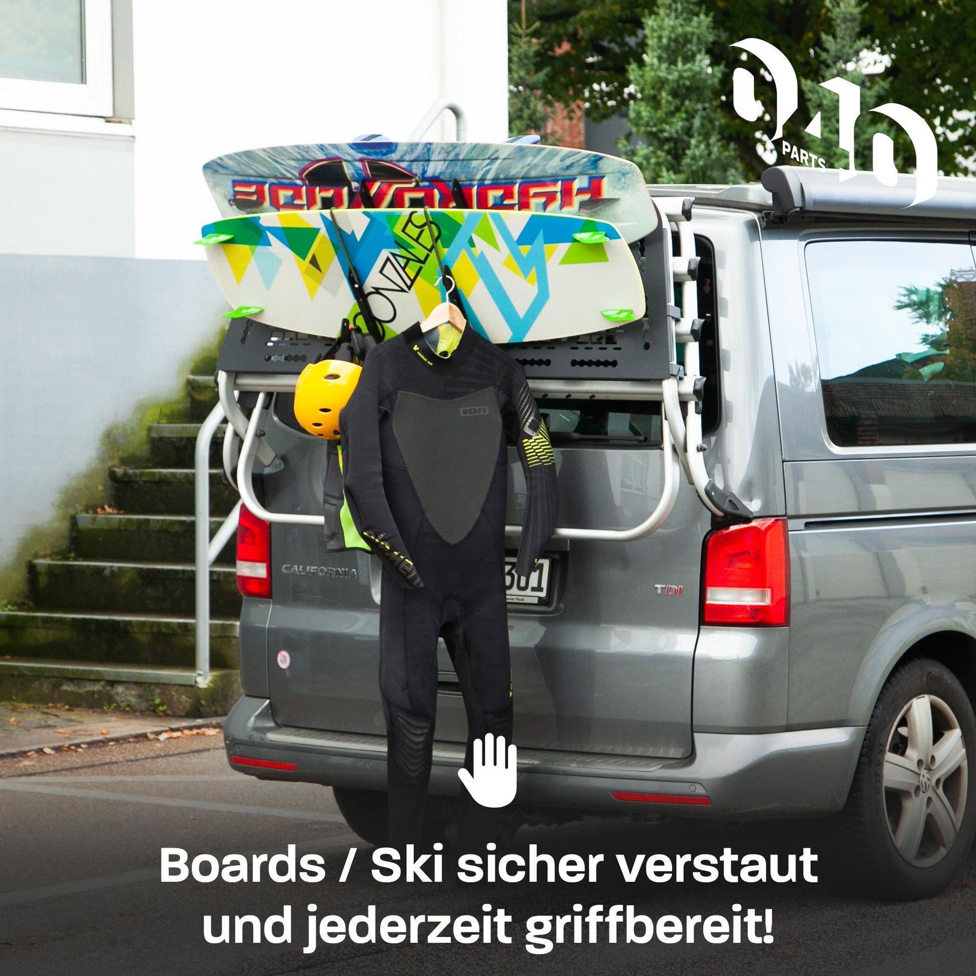 040 Parts universeller Wakeboard Kiteboard Snowboard Halter kompatibel mit Molle board für VW T5 T6 T6.1 oder andere - 040parts - 4260715845792