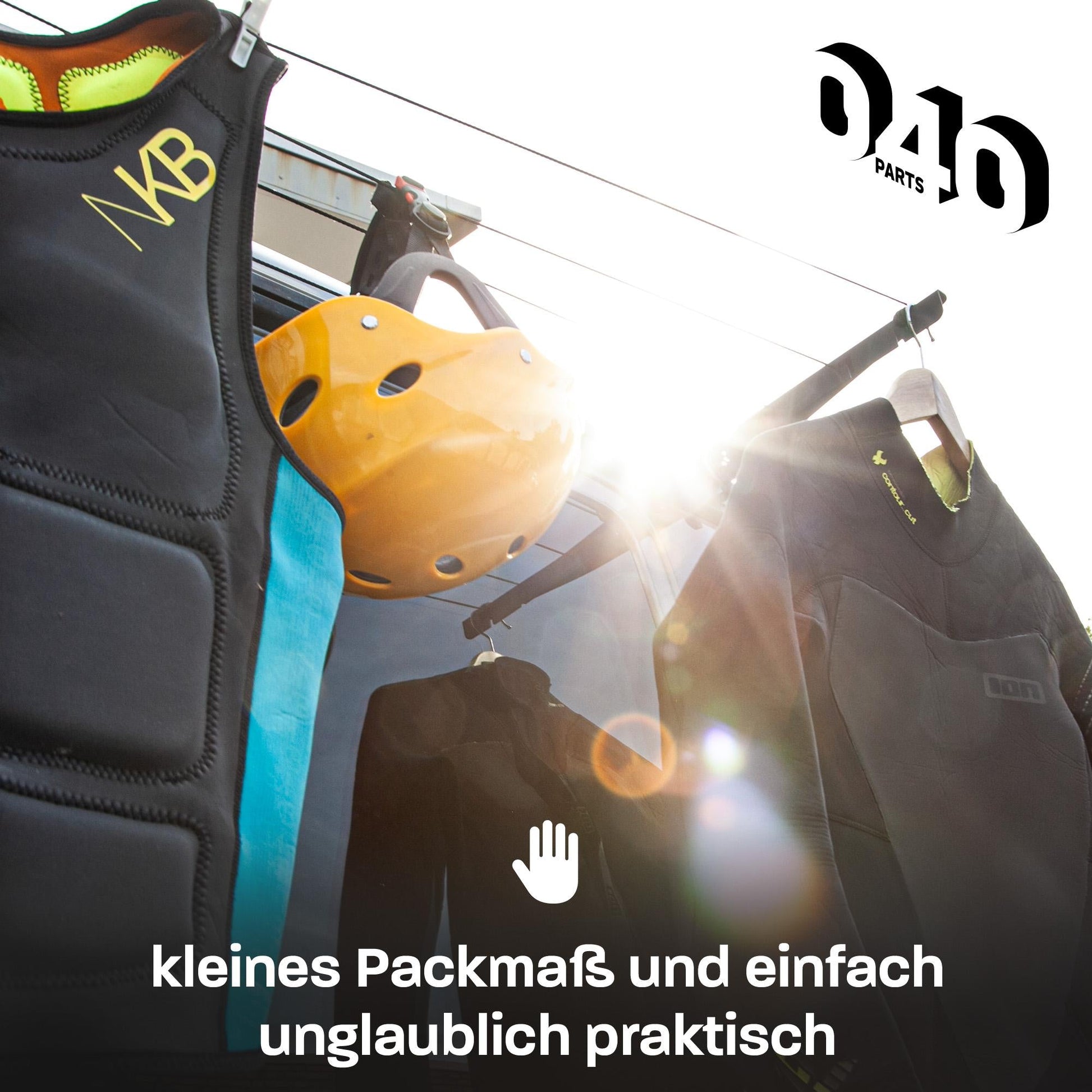040 parts Wäscheleine für VW T5, T6, T6.1 und Opel Crosscamp Trockne deine Wäsche direkt am Camper! - 040parts - 4260715845785