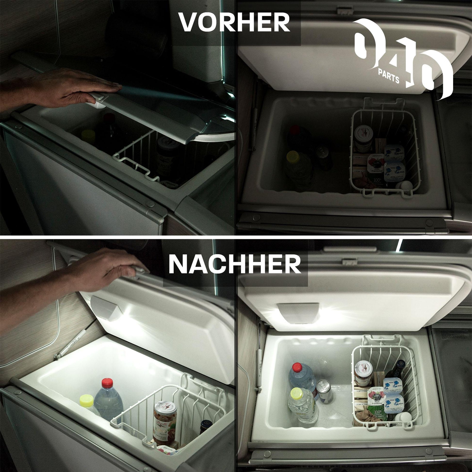 040Parts automatisches LED Kühlschranklicht/Kühlbox kompatibel mit Wohnwagen, Wohnmobile, Caravans, Van, Kühltruhe, Mini Kühlschrank - 040parts - 4260715840209