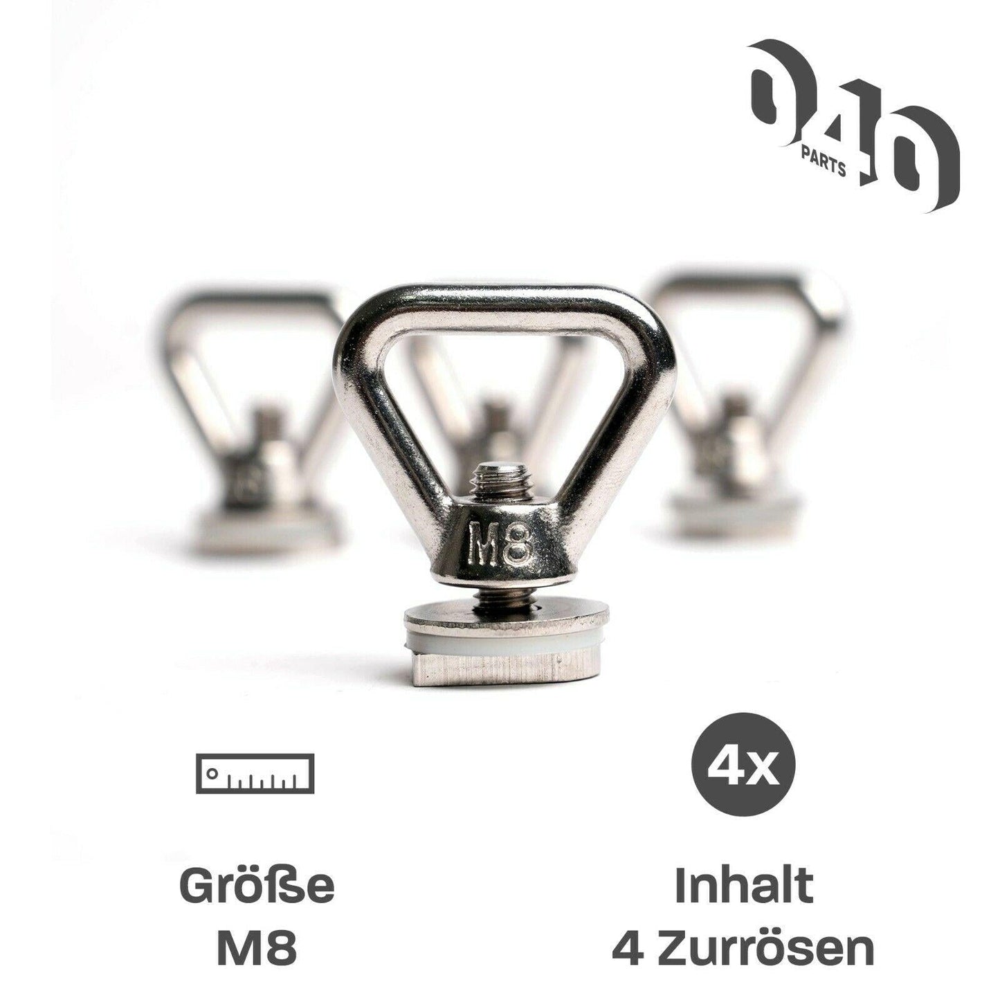 040Parts Edelstahl Zurrösen 4er Set für Dach - Schienen mit C - Profil für VW T5 T6 T6.1 oder Opel Crosscamp - 040parts - 4260715840681