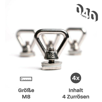 040Parts Edelstahl Zurrösen 4er Set für Dach - Schienen mit C - Profil für VW T5 T6 T6.1 oder Opel Crosscamp - 040parts - 4260715840681