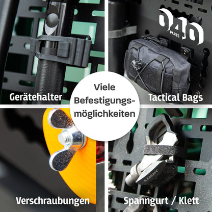 040 parts Molle Board für 2er Sitzbank Schublade dein Ordnungshelfer Equipmenthalter tool board für den VW T5, T6 und T6.1 California