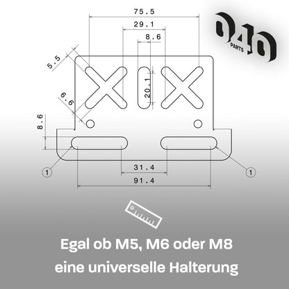 040 Parts Universelle Montageplatte für Reimo TopRail einzigartige Halteplatte Lochplatte  für dein Zubehör