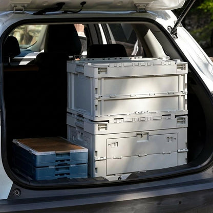 040Parts Faltbox 30L klappbar grau  stapelbare Transportbox mit Klappdeckel Kofferraum Organizer Aufbewahrungsbox faltbar
