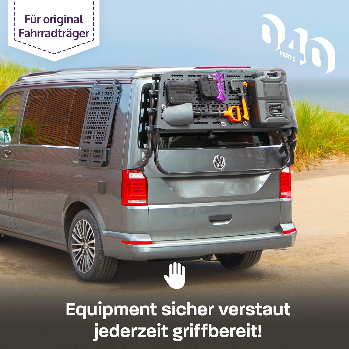 B-Ware: 040 Parts Molle Board für VW T5 T6 T6.1 Fahrradträger Gepäckträger Offroad Zubehör kompatibel mit original Heckträger LOGO