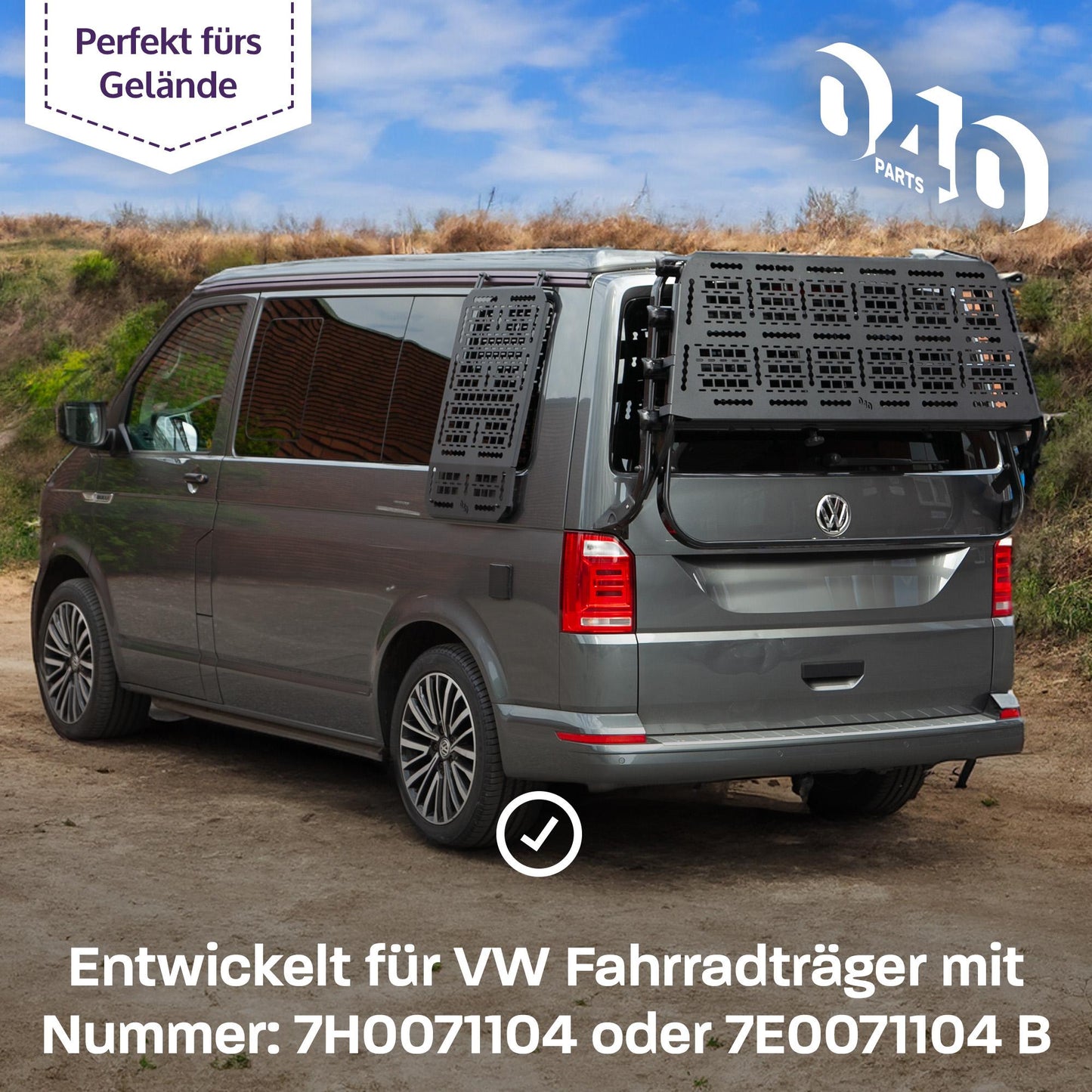 B-Ware: 040 Parts Molle Board für VW T5 T6 T6.1 Fahrradträger Gepäckträger Offroad Zubehör kompatibel mit original Heckträger LOGO