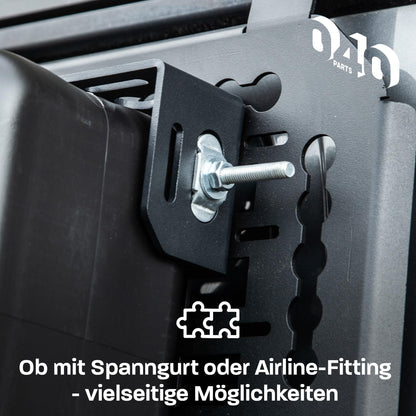 B-Ware: 040 Parts 4er Set Aluminium Kofferhalterung (Ecke) für Molleboard - Universell Einsetzbar, Pulverbeschichtet, für Schwere Lasten
