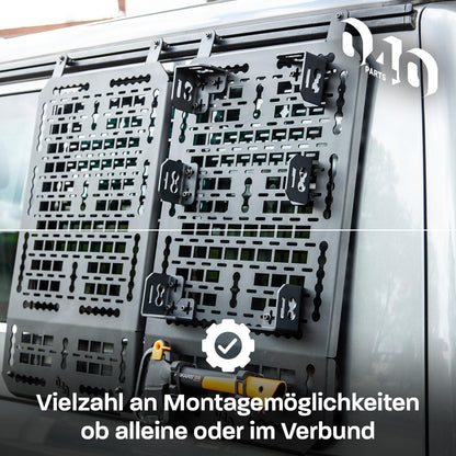 B-Ware: 040 Parts 4er Set Aluminium Kofferhalterung (Ecke) für Molleboard - Universell Einsetzbar, Pulverbeschichtet, für Schwere Lasten