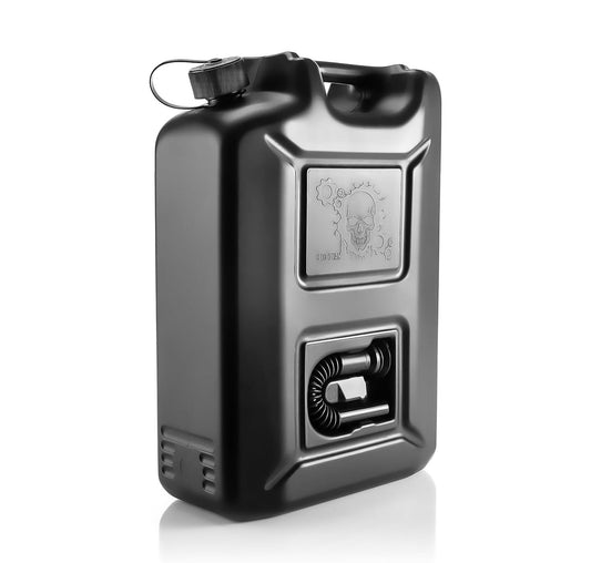 B-Ware: 040parts Benzinkanister 20L Schwarz im Totenkopf Design Kraftstoffkanister für Benzin Diesel und AdBlue  Made in Germany