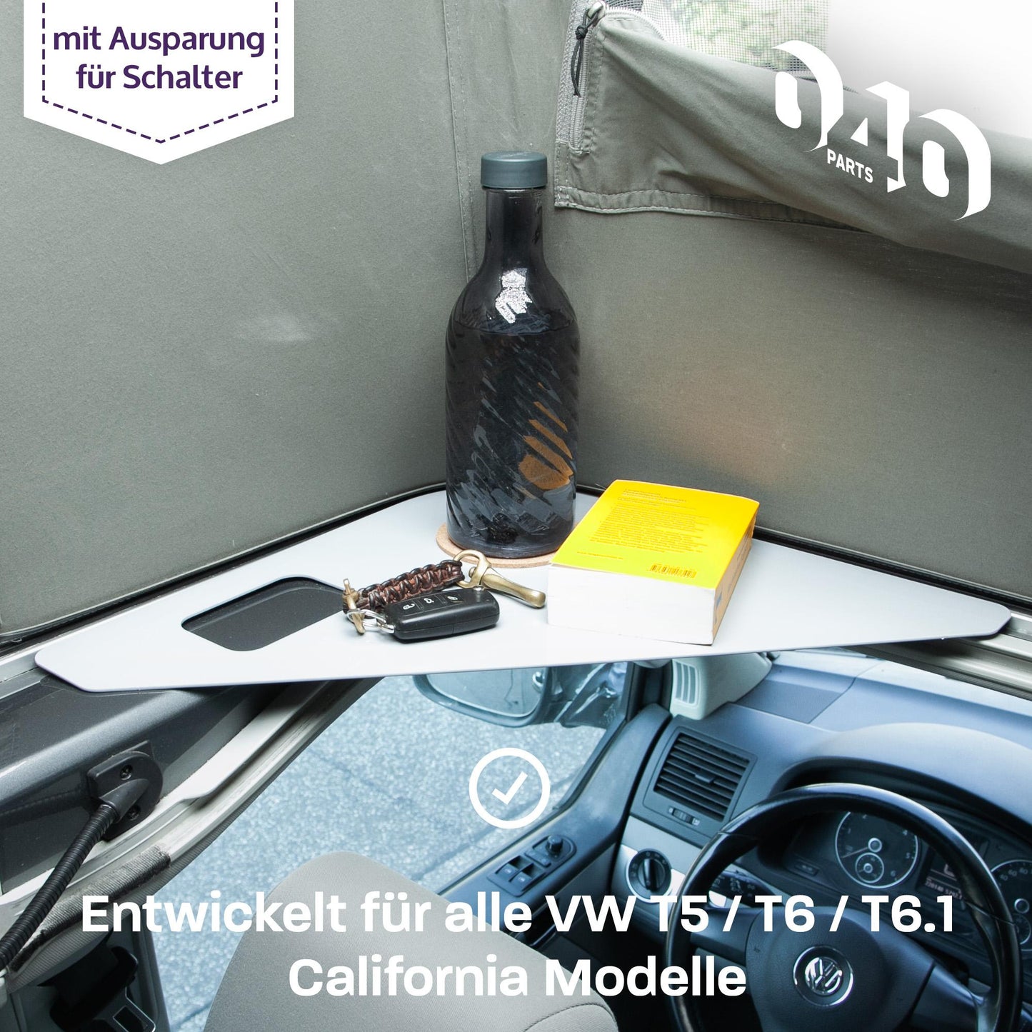 B - Ware: 040 parts Ablagefläche grau für das Dachzelt deines VW T5 T6 T6.1 T7 California - Regalboden Ablage Fach Mehr Stauraum - 040parts - 4260715847956
