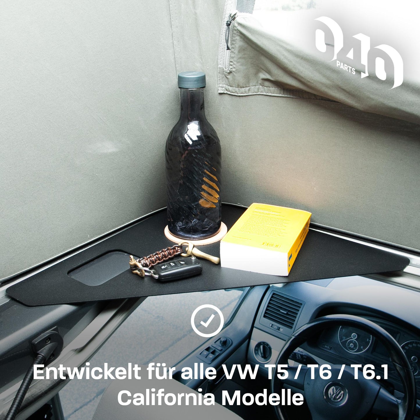 B - Ware: 040 parts Ablagefläche schwarz für das Dachzelt deines VW T5 T6 T6.1 T7 California - Regalboden Ablage Fach Mehr Stauraum - 040parts - 4260715847949