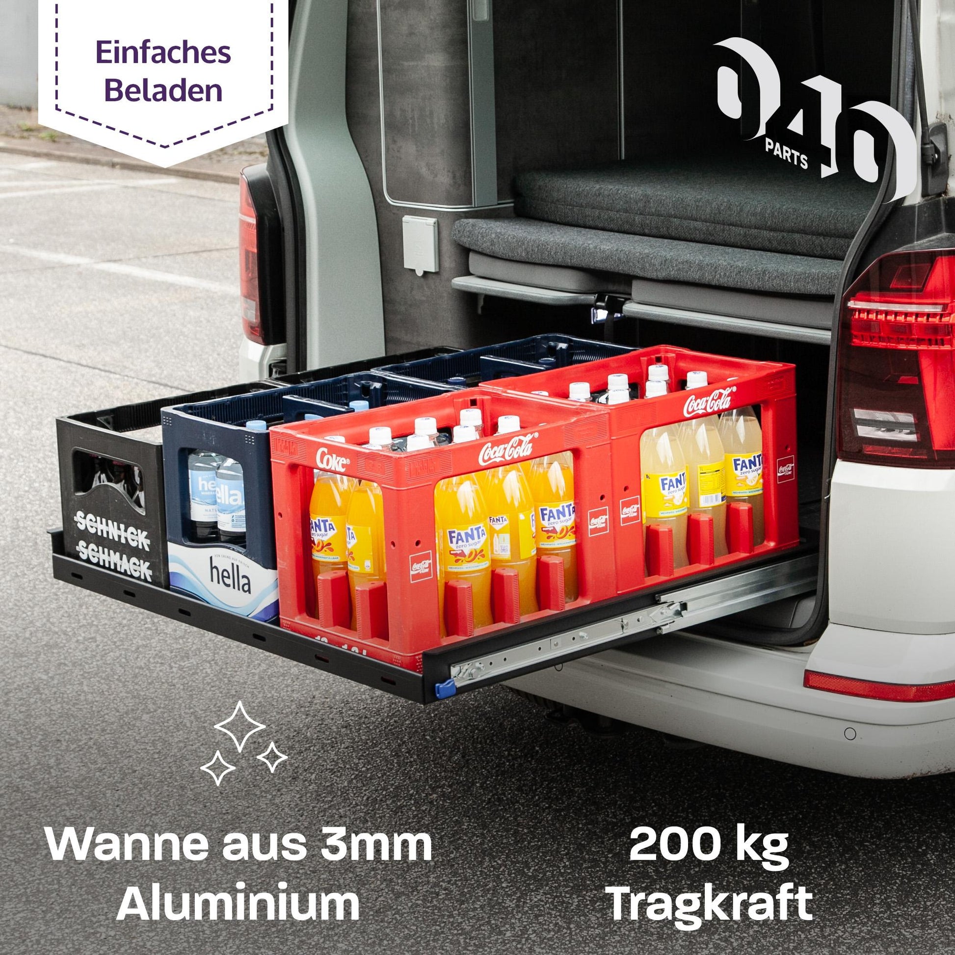 B - Ware: 040 parts classic Heckauszug Schublade 700mm für T5 T6 T6.1 California (Comfortline Coast Ocean) Heckbox Gepäckauszug Schwerlastauszug Schie