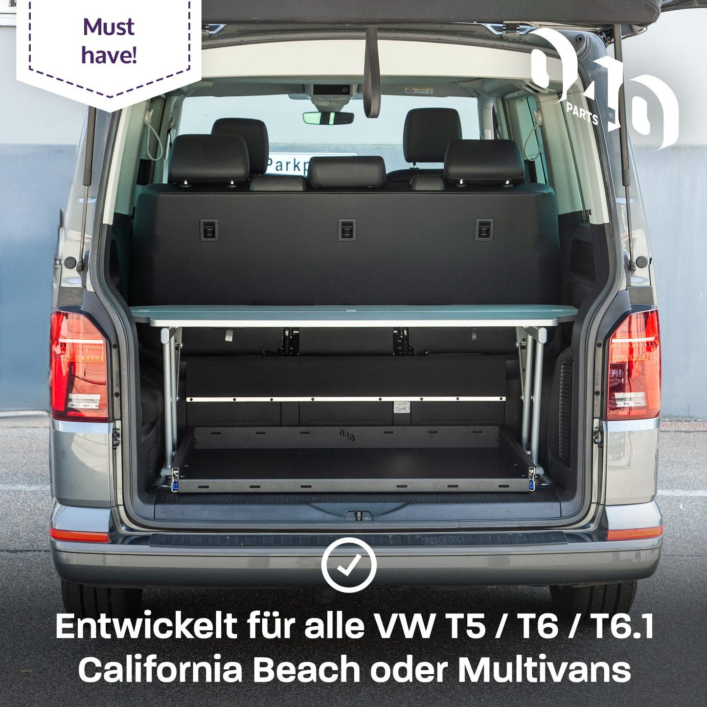 B - Ware: 040 parts classic Heckauszug Schublade 800mm für T5 T6 T6.1 California Beach oder für Multivans Heckbox Gepäckauszug Schwerlastauszug Schien