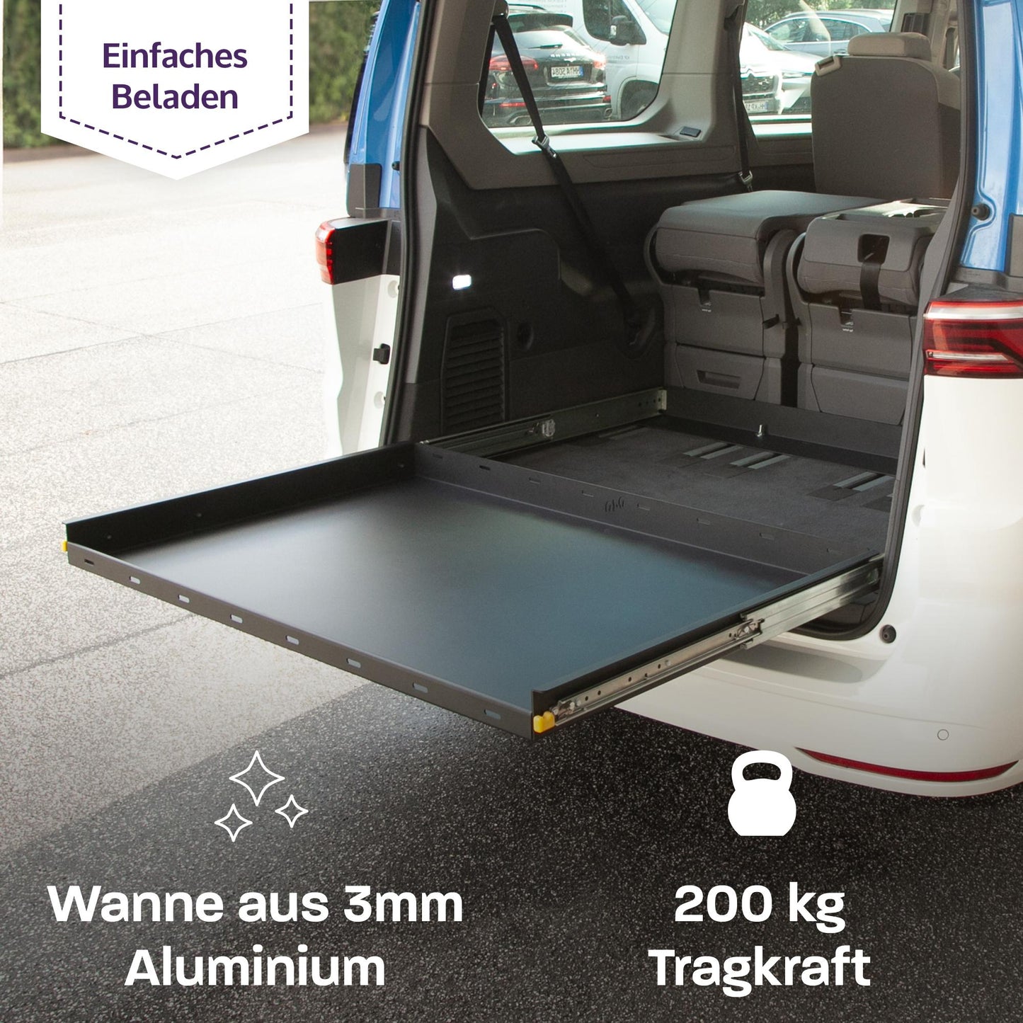 B - Ware: 040 parts classic Heckauszug Schublade 800mm T7 new California Beach Multivan Heckbox Gepäckauszug Schwerlastauszug Schiene neuer