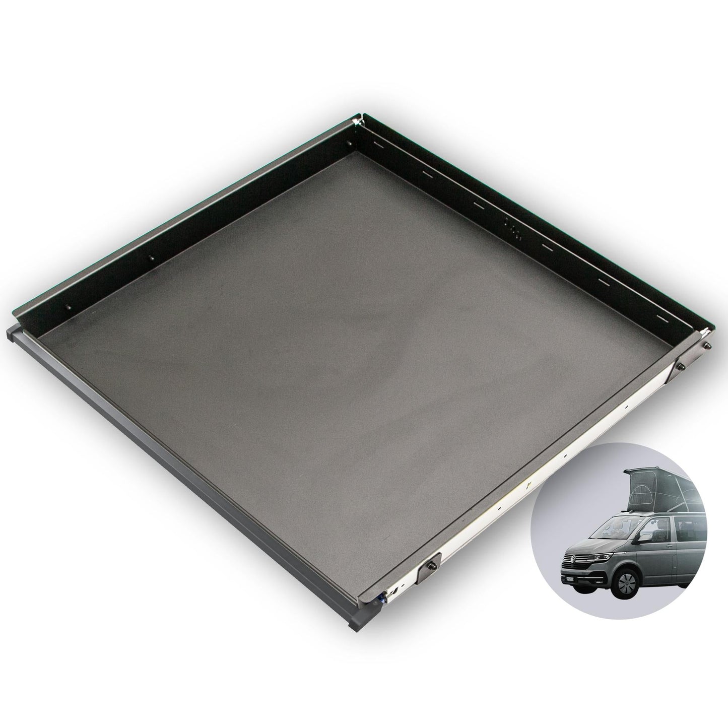 B - Ware: 040 parts Einhand Heckauszug Schublade 700mm für T5 T6 T6.1 California (Comfortline Coast Ocean) Heckbox Gepäckauszug Schwerlastausz