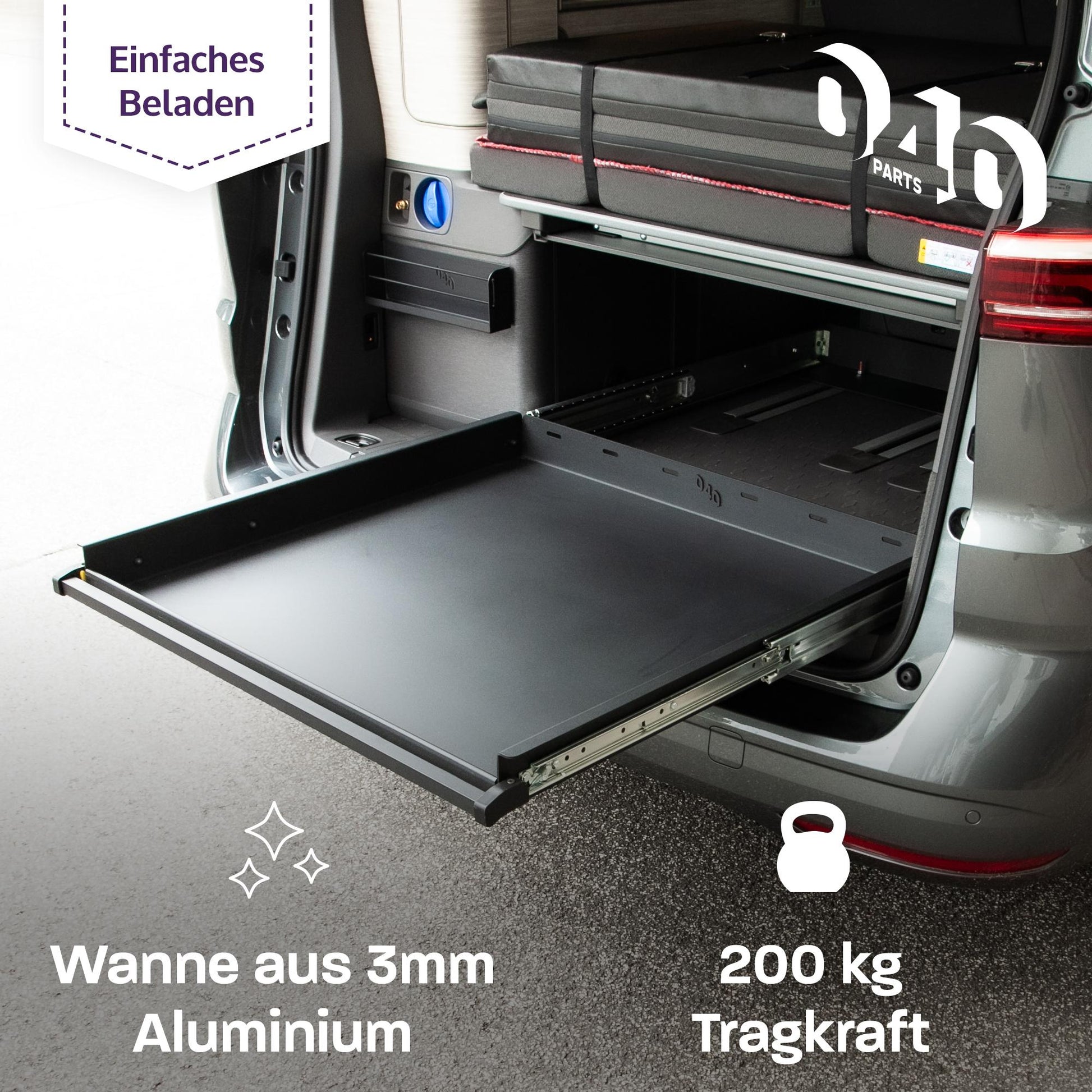 B - Ware: 040 parts Einhand Heckauszug Schublade 800mm für T7 California Ocean Coast neuer California Heckbox Gepäckauszug Schwerlastauszug Sc - 040parts - 4260715848489
