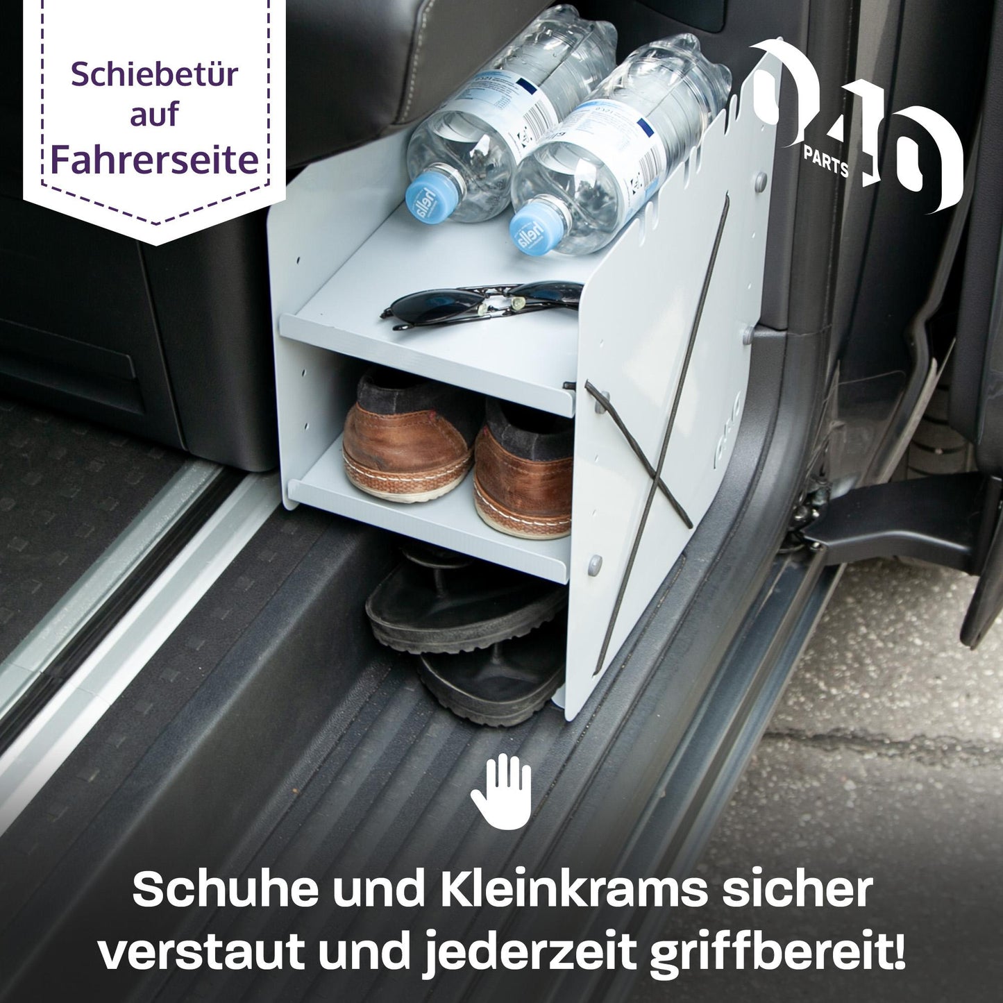 B - Ware: 040 Parts Schuhregal GRAU FAHRERSEITE Zubehör passend für VW T5 T6 T6.1Schuhorganizer Schuhtasche - 040parts - 4260715844801