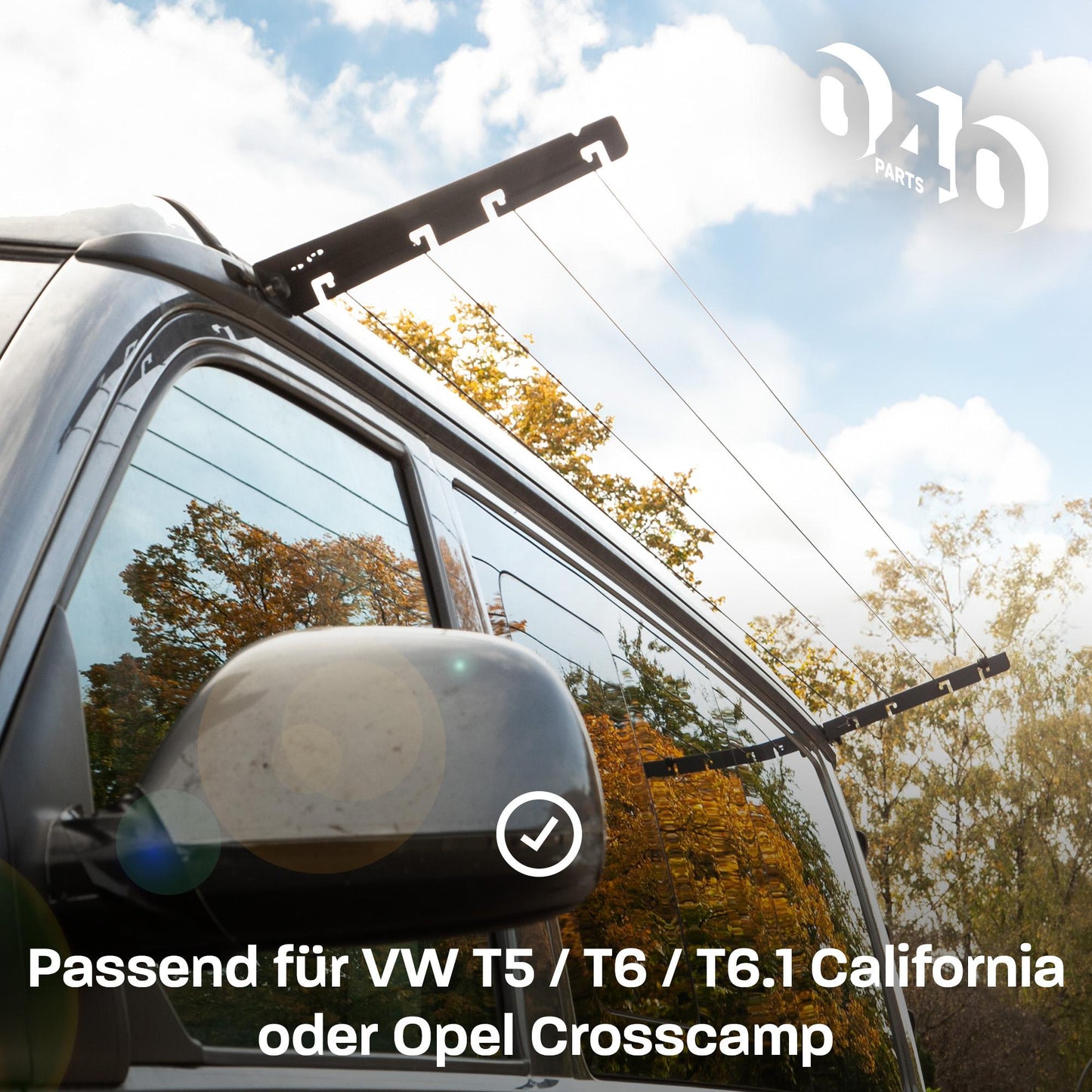 B - Ware: 040 parts Wäscheleine für VW T5, T6, T6.1 und Opel Crosscamp Trockne deine Wäsche direkt am Camper! - 040parts - 4260715848595