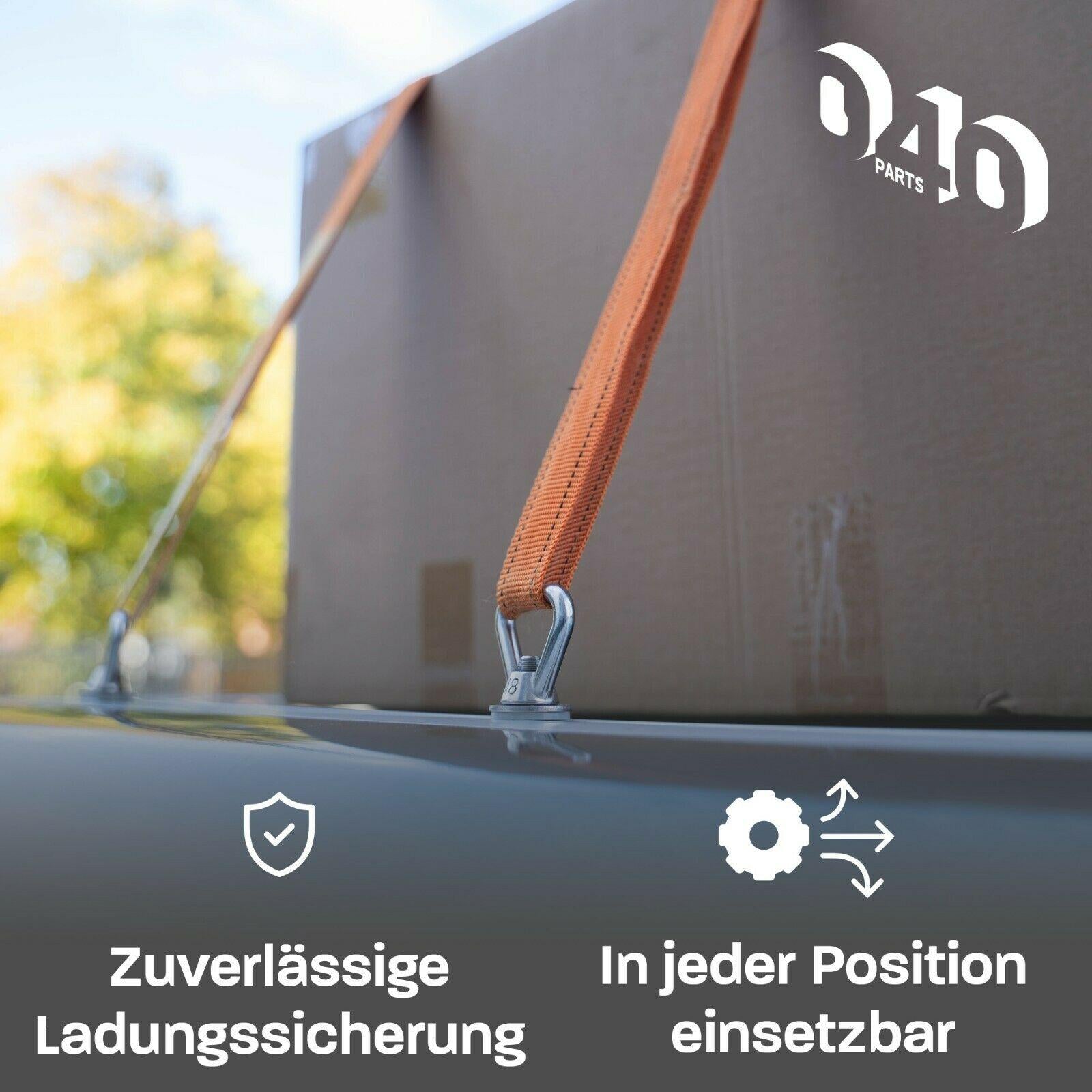 B - Ware: Edelstahl Zurrösen 4er Set für Dach - Schienen mit C - Profil für VW T5 T6 T6.1 - 040parts - 4260715842586