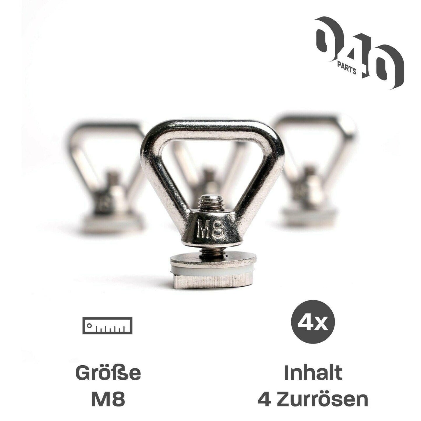 B - Ware: Edelstahl Zurrösen 4er Set für Dach - Schienen mit C - Profil für VW T5 T6 T6.1 - 040parts - 4260715842586